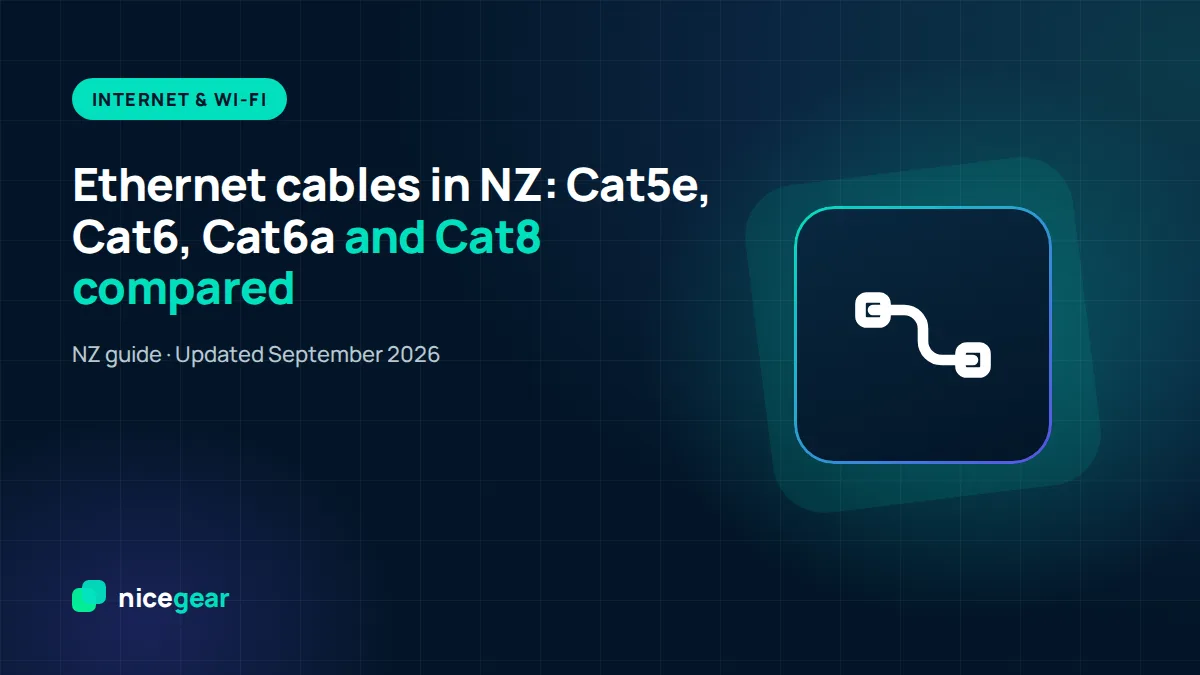Ethernet cables of different categories coiled beside a network switch