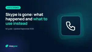 Illustration marking the end of Skype with replacement calling apps